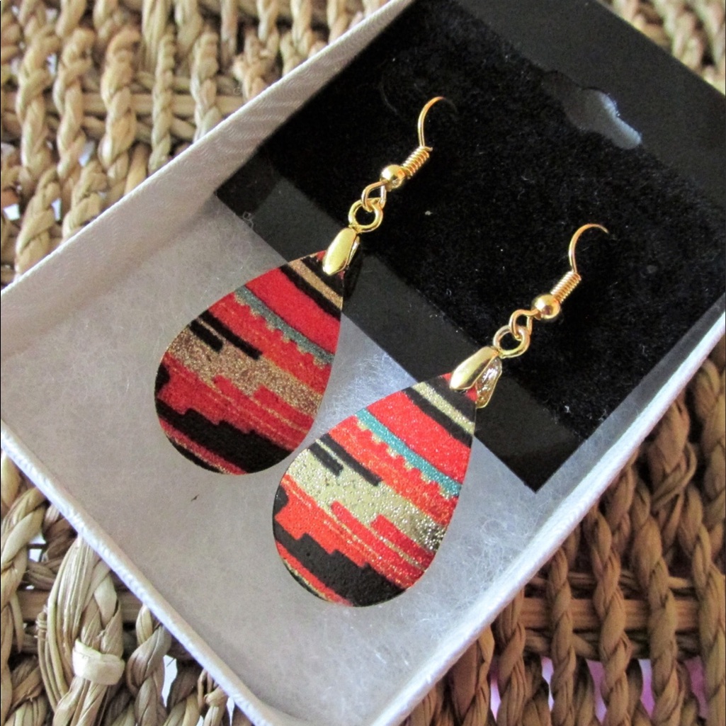 18k Gold Plated Aztec Print Earrings
